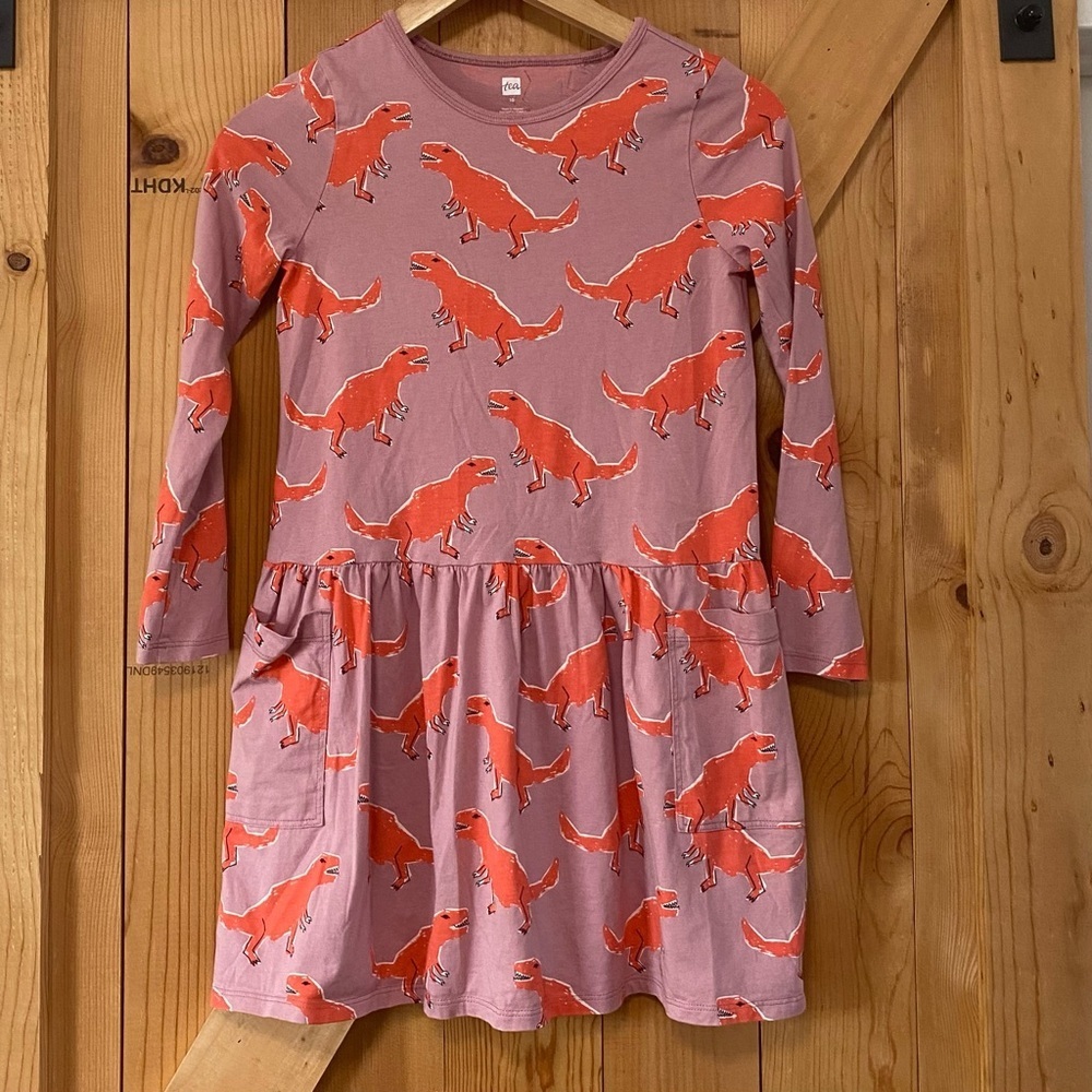 Tea Collection Girls Pink Dinosaur Dress